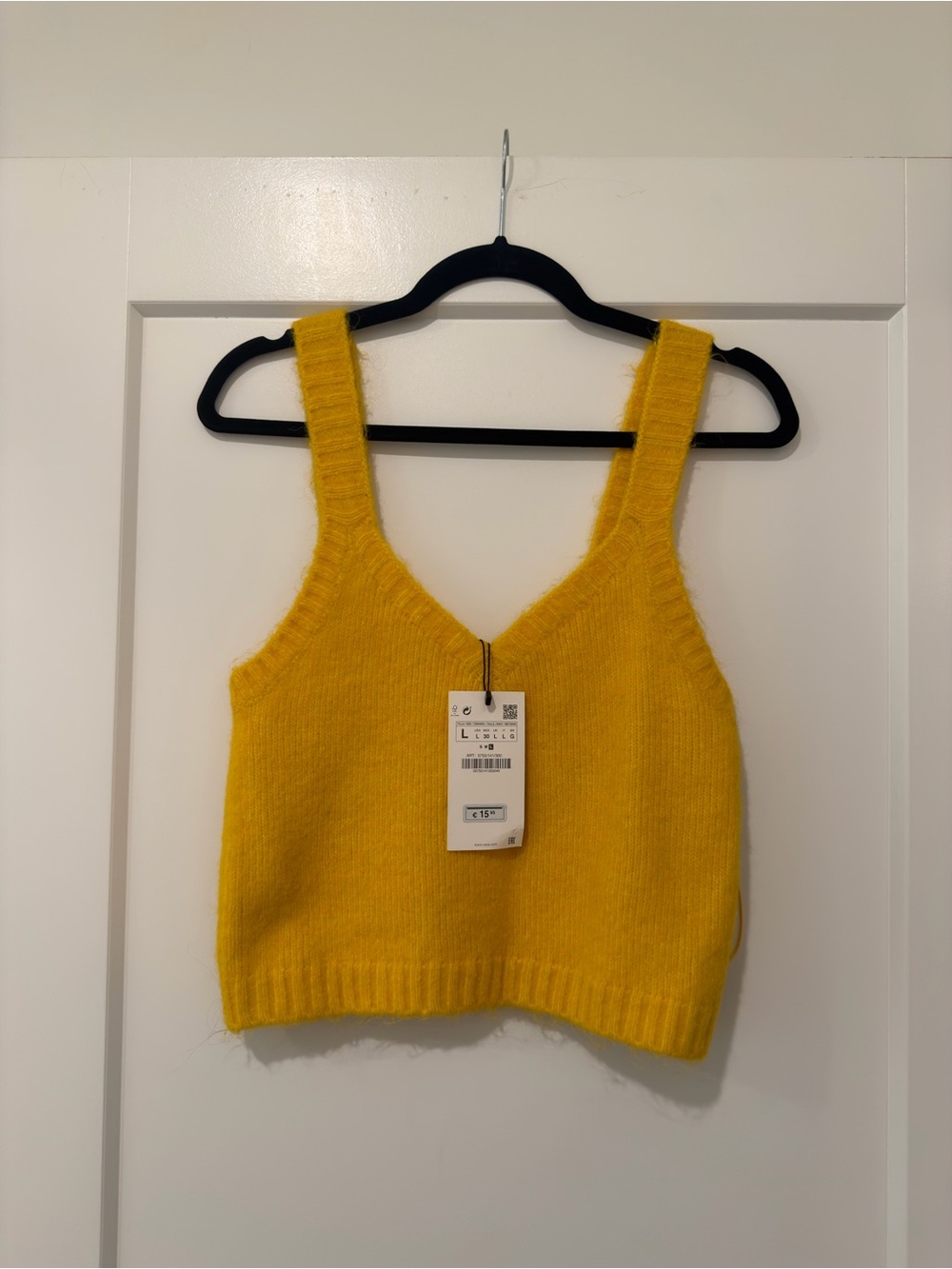 Zara Yellow Knit V-Neck Cropped Tank